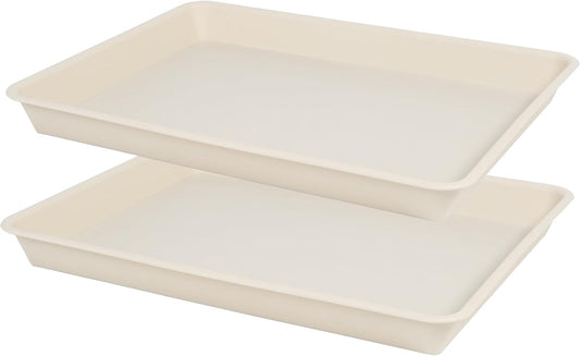 Rectangle Plant Tray, Plant Drip Tray, Plant Pot Saucers, Plant Germination Trays, Plant Saucers, 11'' x 9'' x 1.2'' (2 pack), Beige