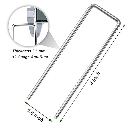 20 Pack 4 Inch Landscape Staples, Heavy Duty Garden Stakes Galvanized Garden Staples Pins, Anti-Rust Ground Stakes for Weed Barrier, Irrigation Tubing, Yard Lawn, Landscape Fabric