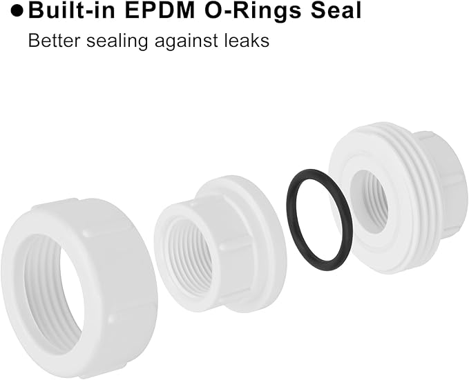 6Pcs 3/4Inch Female Threaded PVC Union Coupling Pipe Fitting (Female x Female) 3/4'' PVC FNPT Female Union Coupling Adapter for Sprinkler Pipe, Irrigation, Plumbing, Schedule 40, EPDM O-Ring