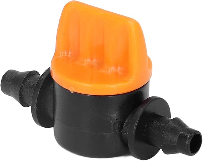 TOPINCN 100pcs Barbed Ball Valve, Drip Irrigation Universal Barbed Valve Mini Pipe Water Valve Through Type Valve Misting Tube Valve for Garden Seeding Cultivation Irrigation