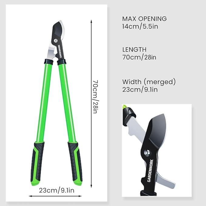 Garden Loppers,28" Branch Cutter with SK5 Carbon Steel Sharp Blade,Loppers for Tree Trimming Heavy Duty with 2.95in Clean Cut Capacity for Shrubs and Branches