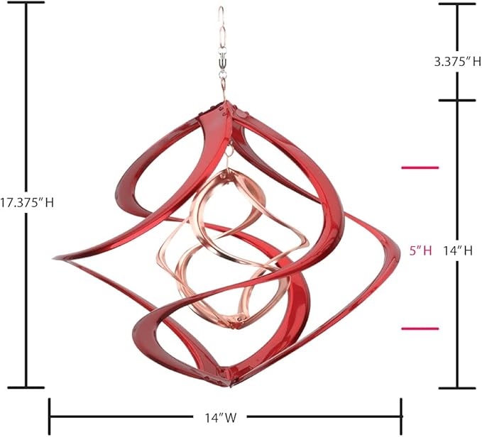Red Carpet Studios 31092 Cosmix Wind Spinner Double Helix, 14-Inch, Red &Copper
