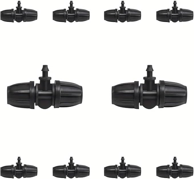 10PCS 5/16 Inch Irrigation Fittings Barbed Tee Connectors For (5/16" ID X0.43-0.47" OD) 11-12mm PE Drip Tubing Pipe Barbed Tee Connectors (BLACK)