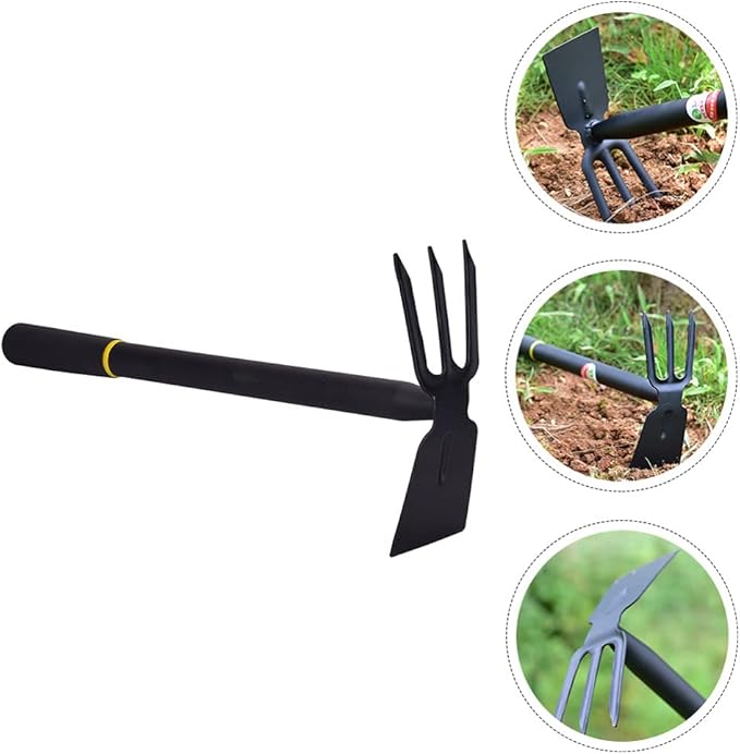 Yardwe Hoe and Cultivator, Garden Rake Hand Tiller Tool Heavy Duty Cultivator Hoe for loosening Soil Weeding Digging Flower Planting Garden Farming Agriculture Tool