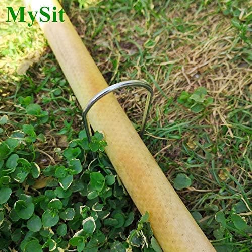 MySit 12 Pack 12 Inch Garden Stakes Heavy Duty 11 Gauge Galvanized Yard Staples U Pegs Fences Drip Irrigation Securing Stakes Loop Stake for Anchoring Lawn Drippers Soaker Hose