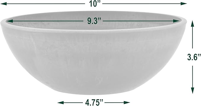 PSW Pot M25TP Collection Shallow Garden Bowl Low Planter for Succulents, Bonsai, Fairy Gardens, Herbs, 10-inch, Taupe