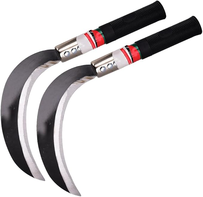 GANAZONO 2pcs Crescent Sickle Gardening Sickle Reaping Hook Grass Sickle Gardening Tool Harvest Sickle Weeding Sickle Tree Cutter Chopping Tool Weeding Tool Manual Weeder Manganese Steel