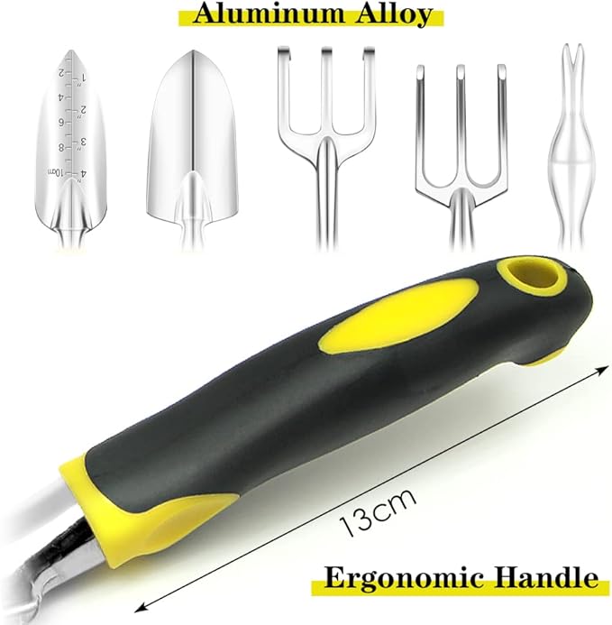 QianRuiDa 8-Piece Garden Tools Set for Gardening Aluminum Alloy Heavy Duty Kit, with Storage Tote Bag, Ergonomic Rubber Grip, Gift for Men or Women, Indoor and Outdoor Tools
