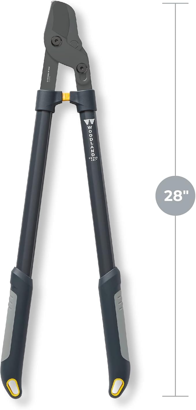 WOODLAND TOOLS Co. Heavy Duty LeverAction Lopper – 28" Tree and Branch Cutter with High Carbon Steel Blades for Effortless Pruning