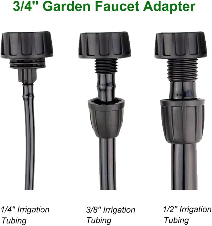 1/2 Inch Drip Irrigation Tubing Faucet Adapter 3 Pack, 3/4" to 1/2" Irrigation Hose Adapter, 3/4 Inch Faucet Connector Garden Hose Adapter
