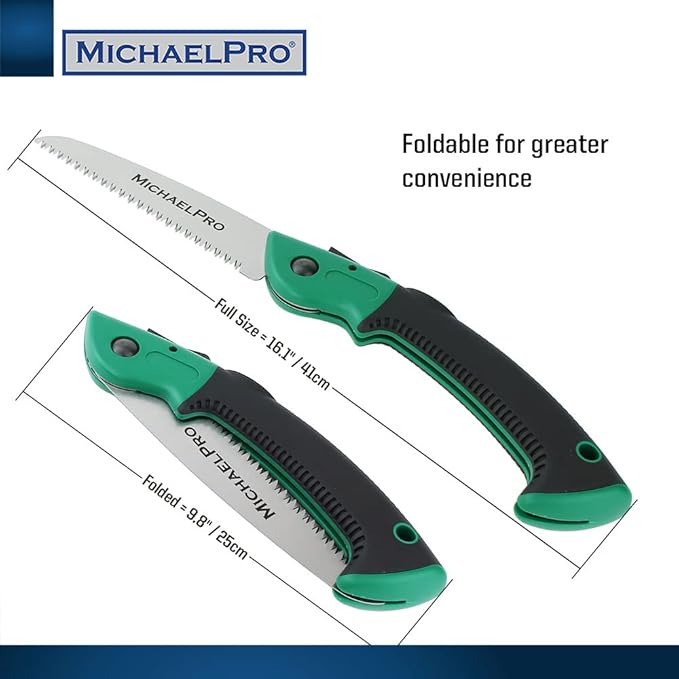 MichaelPro MP010024 Folding Hand Saw, Pruning Saw | 7” Rugged Blade Hand Saw with Non-Slip Grip for Tree Pruning, Camping, Gardening, Hunting. Cutting Wood, PVC