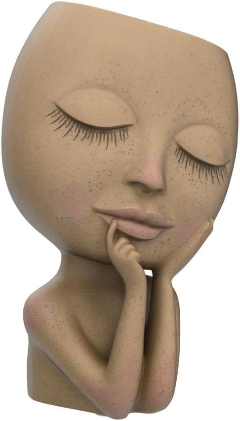 AIMEBBY Resin Head Face Planter Flower Pot for Indoor and Outdoor Plants with Drainage Hole (Large Size)…