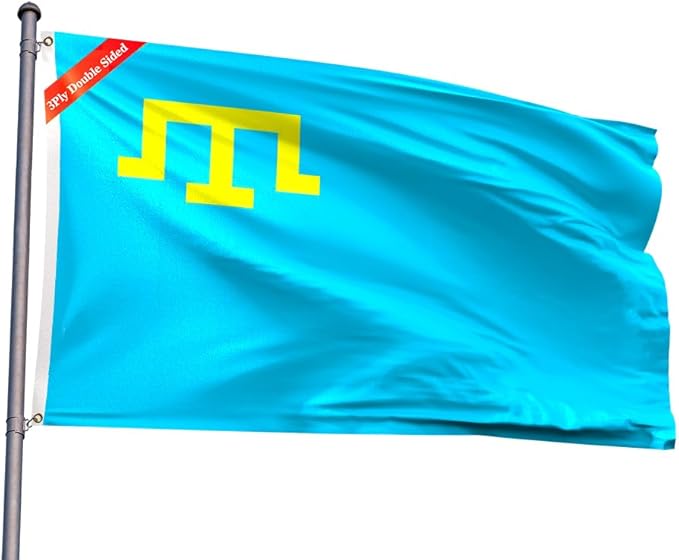 Double Sided Crimea Tatar Flag 3x5FT Crimean Tatars Polyester Banner With 2 Grommets Fade Resistant Vivid Color For Patriotic Festival Events Party Decoration(Crimean Tatars, 3x5FT-3ply)
