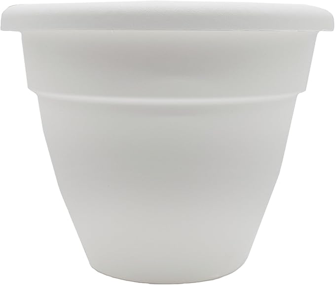 The HC Companies 10 Inch Caribbean Planter - Lightweight Indoor Outdoor Plastic Plant Pot for Herbs and Flowers, White