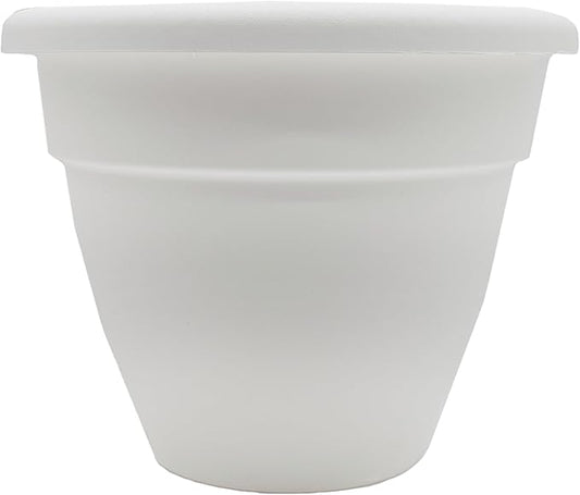 The HC Companies 12 Inch Caribbean Planter - Lightweight Indoor Outdoor Plastic Plant Pot for Herbs and Flowers, White
