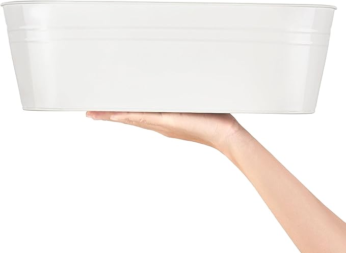 Dahey 3 Pcs Metal Iron Hanging Flower Pots for Railing Fence 15.7 Inch Hanging Bucket Pots Countryside Style Window Flower Plant Holder with Detachable Hooks for Garden Yard Home Decor, White