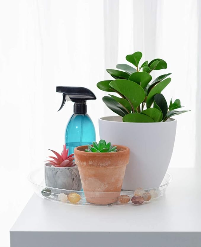 TRUEDAYS 8 Inch 5 Pack Clear Plant Saucers Flower Pot Tray Excellent for Indoor & Outdoor Plants