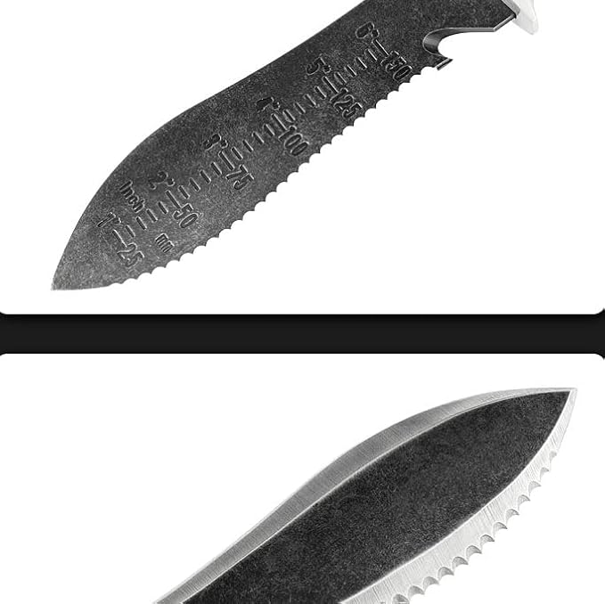 MINAMINO Outdoor Multipurpose Knife Fixed Blade for Camping Gardening Weeding Digging with Thick Leather Sheath and Sharpening Rod