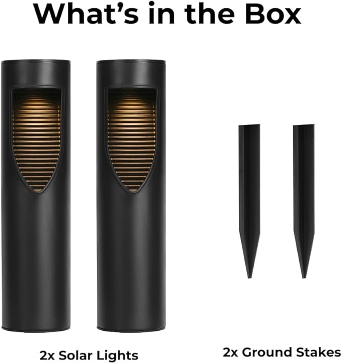 Techko Outdoor Solar Cylinder Bollard Path Lights, Modern Design, Waterproof IP65, Garden Lights for Landscape, Yard, Walkway, Pathway, Matte Black