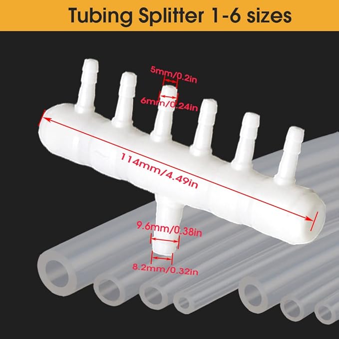 Rake-shaped hose joint air discharge diverter, Plastic Barb Hose Fitting Connector, 6-Way Outlet Air Line Pump Tubing Splitter Water Flow Divider, for Aquarium Garden Agricultural Irrigation（6Pcs）