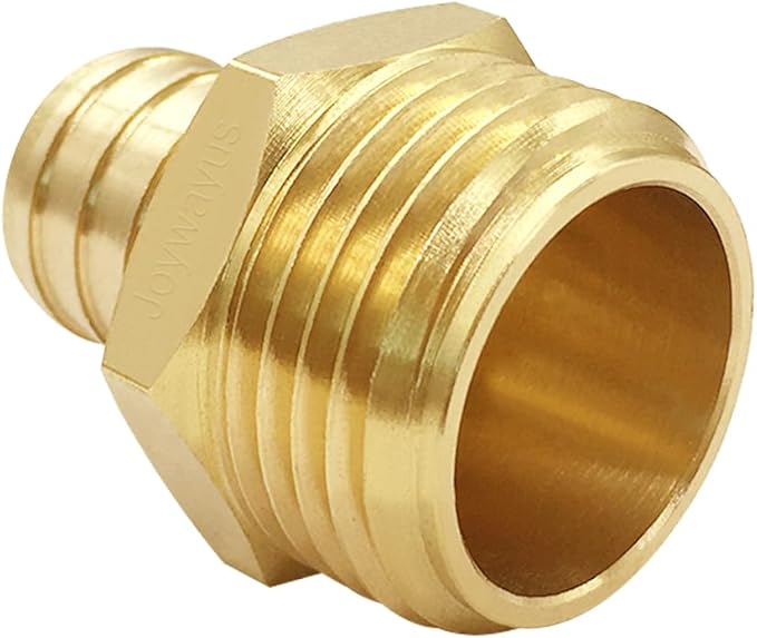 Joywayus 3/4" PEX Barb x 3/4" Male GHT Thread Hex Brass Garden Water Hose Pipe Connector Fittings for House/Boat/Lawn/Power Wash/Irrigation