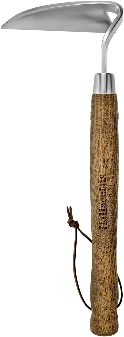 Haliaeetus Gardening Sickle Hoe, Japanese Bent Angle Weeding Sickle, Stainless Steel Weed Hoe Scraper