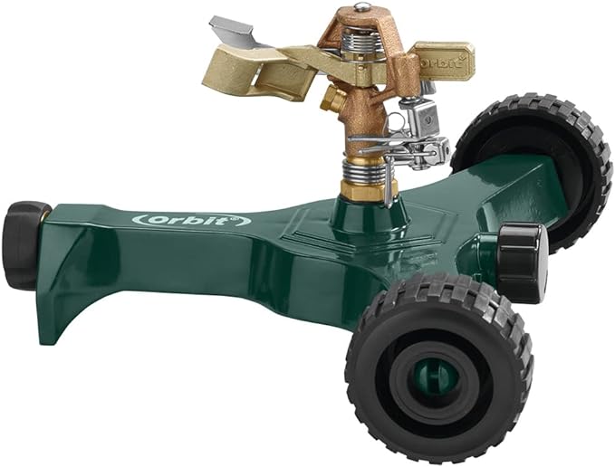 Orbit 56186N Lawn and Garden 1/2-Inch Brass Impact Sprinkler with Metal Wheel Base