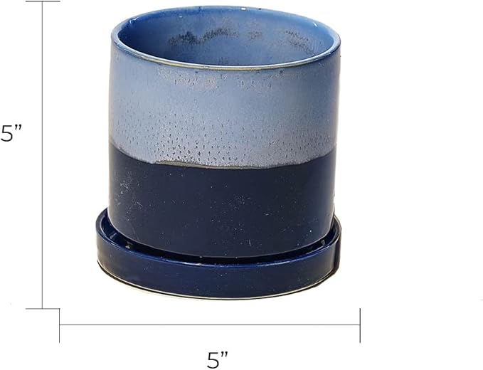 CHIVE ‘Minute’ Ceramic Planter Pot — Cute 5” Colorful Succulent Pots for Indoor & Outdoor House Plants — Beautiful Modern Farmhouse Kitchen Decor — Cobalt Blue