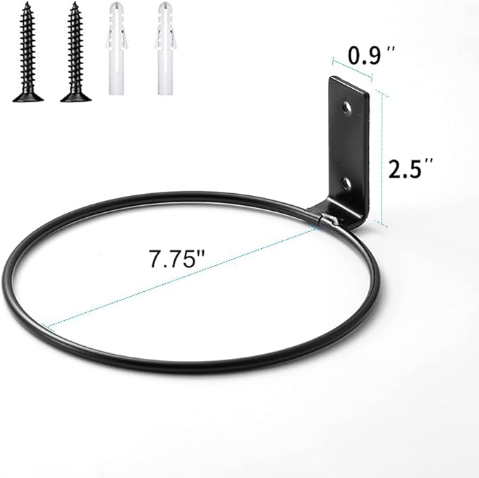 Plant Holder Ring 8 Inch Wall Mounted, 6 Pack Flower Pot Hangers Metal Plant Stand Hanging Bracket Basket Hooks