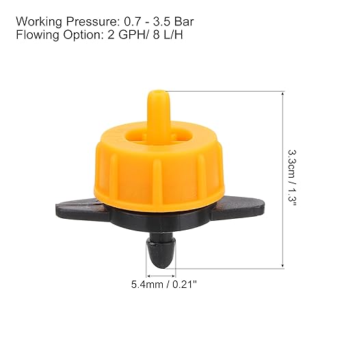 uxcell Drip Irrigation Emitters, 100pcs - 1/4 Inch Miniature Drip Sprinkler, 2 GPH Pressure Compensated Dripper for Garden Flower Pots Plants Lawns