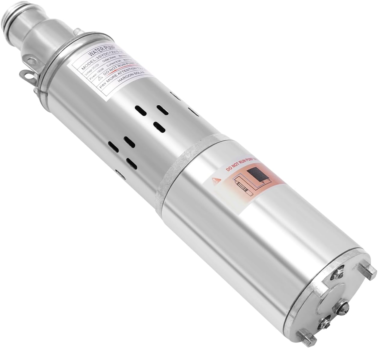 Deep Well Submersible Pump DC 12V 180W Electric Solar Powered Water Pump, 5.3 GPM Flow, 82ft Lift, Farm Ranch Irrigation Submersible Bore Hole Deep Well Pump