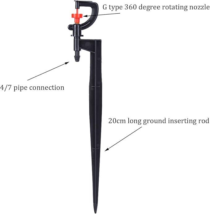 Watering Sprayer, 20pcs G‑Type 360 Degree Rotation Sprinkler Watering Spray Nozzle Gardening Lawn Micro-Sprayers System