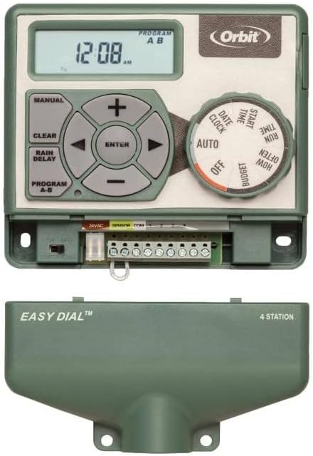 Orbit 57594 Easy Dial 4-Station Indoor Sprinkler Controller, Green