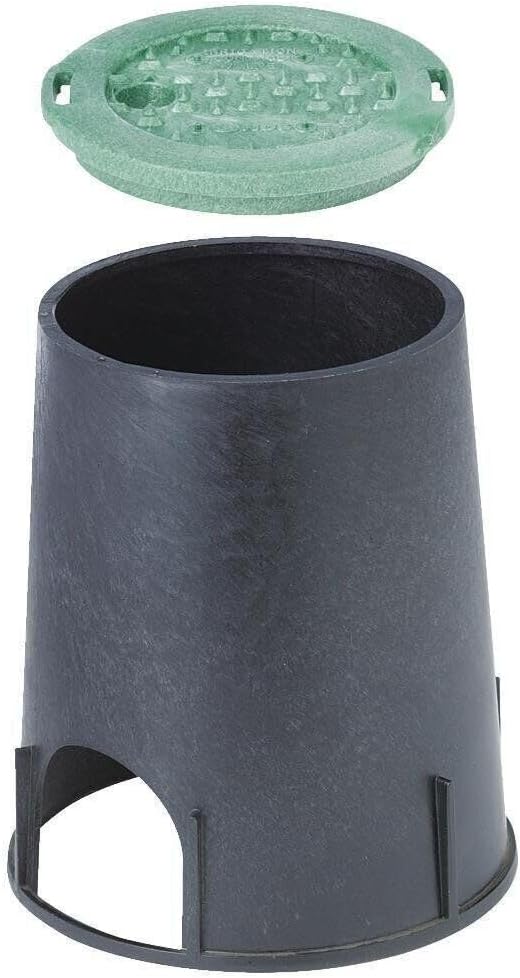 Rocky Mountain Goods 6” Round Valve Box and Cover - 9” Height Sprinkler Valve Box Base Extension with Green Cover Lid - Clean Organized Protection for Irrigation Valves - Easy Install
