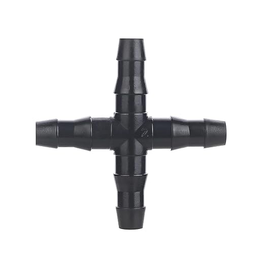50-Pack Drip Irrigation Universal Connectors 1/4 Inch Barbed Tee Fittings for 1/4" Drip Irrigation Tubing, Barbed 4 Ways Connectors for 4mm/7mm Drip Irrigation Watering System, Black