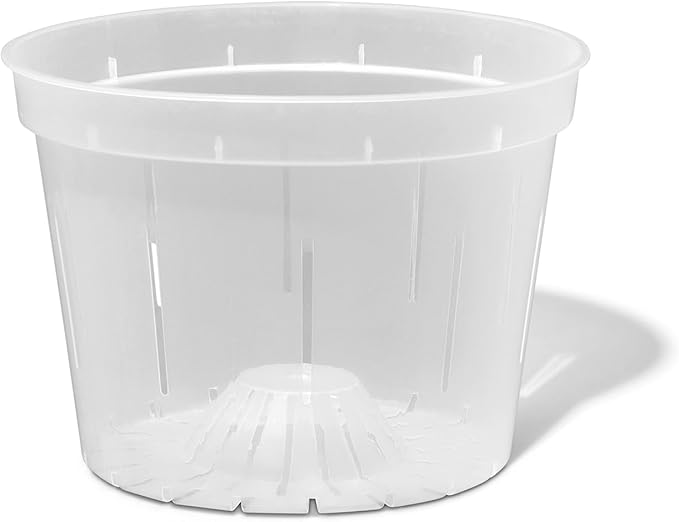 rePotme 8 inch Orchid Pot with Holes - 3 Pack of Slotted Orchid Pots (Crystal Clear) - All Purpose Planter for All Indoor Plants