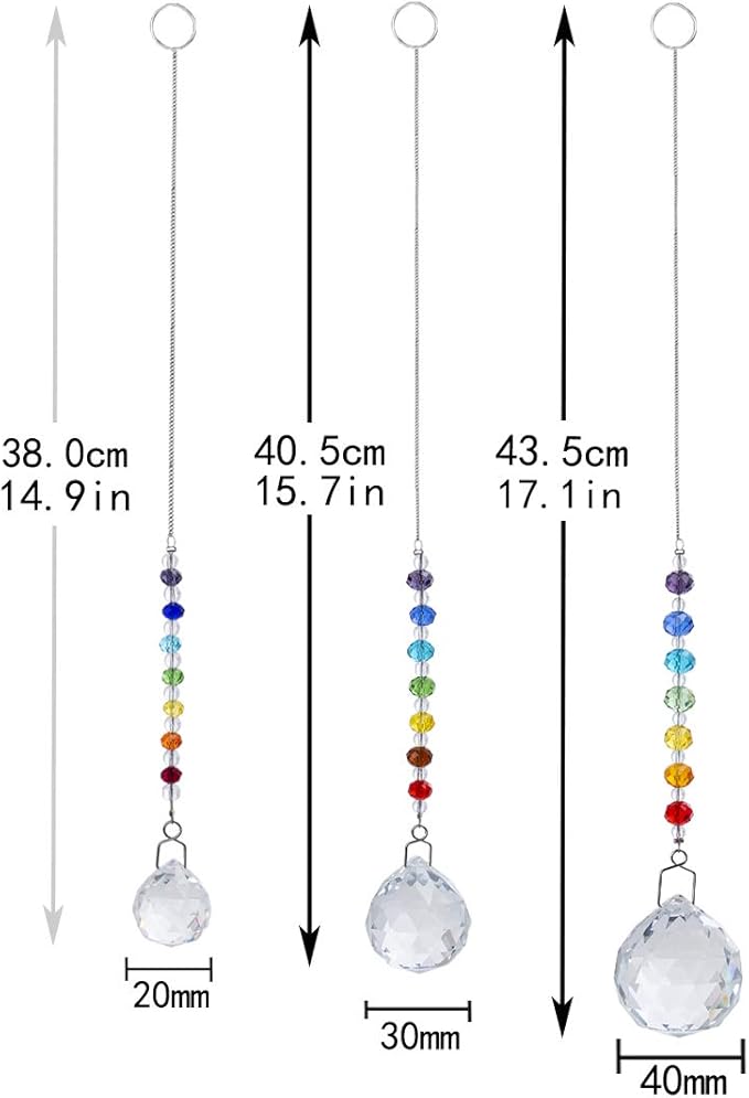 HDCRYSTALGIFTS Memorial Gift,Crystal Ball Prism Rainbow Maker Chakra Suncatcher Hanging Beads Window Sun Catcher Sympathy Gifts for Loss of Loved One,Set of 3