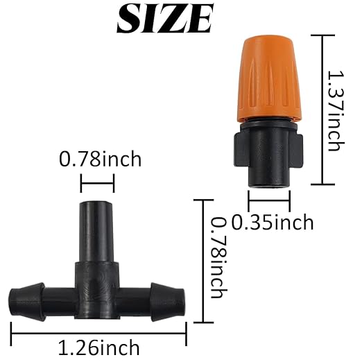 GXXMEI 124PCS/Set Irrigation Dripper Adjustable Drip Irrigation Sprinkler with 1/4 Inch Irrigation Tee Drip Irrigation Kit for Misting Watering Plant Cooling System(62 Pairs)