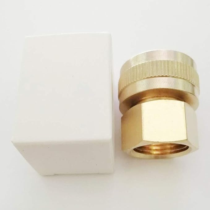 YOUHO Garden Hose Adapter Double Female Brass Swivel Thread Size 1/2" NPT (F) to 3/4" NH (F) Garden Pipe Joint Extension Repair Fitting（1 Pack）