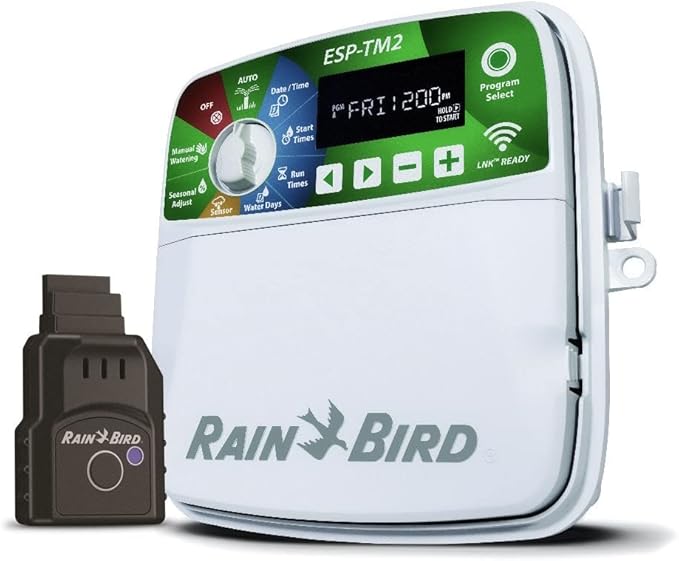 Rain-Bird ESP-TM2 Indoor Outdoor Irrigation WiFi Zone Controller Timer Box and Link Lnk WiFi Mobile Wireless Smartphone Upgrade Module Sprinkler System (8 Zone)