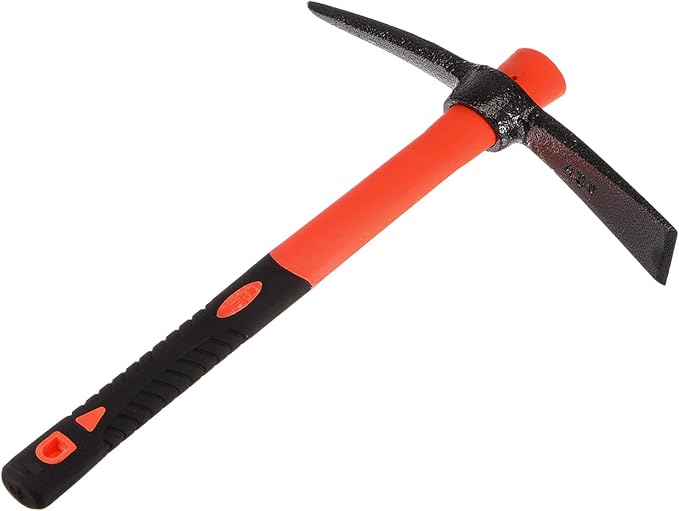 HARFINGTON Pick Mattock Hoe, 15 inch Steel Forged Weeding Garden Pick Axe with Yellow Fiberglass Handle Garden Mattock Pickaxe Tool for Digging, Gardening, Camping, Planting