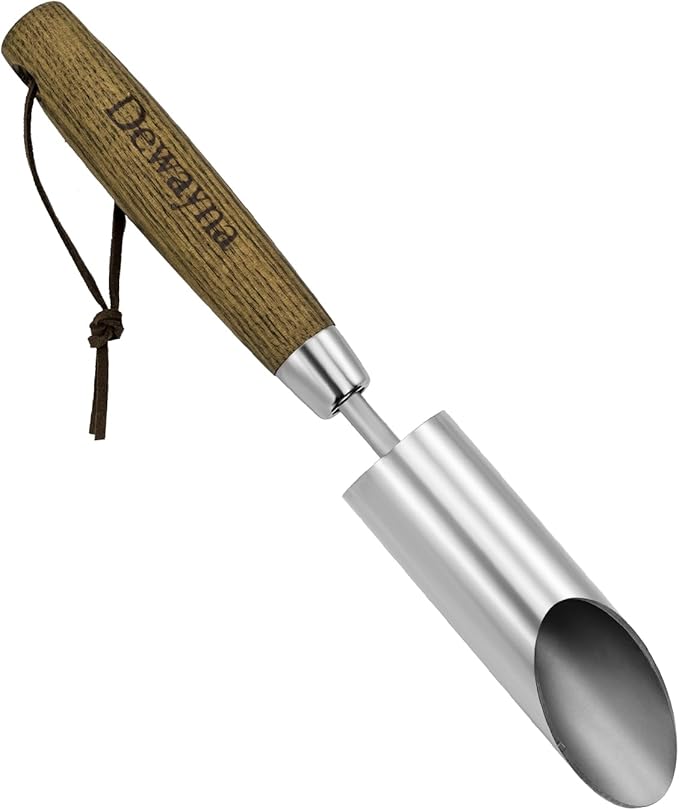 Small Bulb Planter Tool, Sharp Edge Bulb Planter for Breaking Through Soil, Heavy Duty Stainless Steel Bulb Planter Tool, Small Bulb Digger with Comfortable Grip Wood Handle for Seed Planting