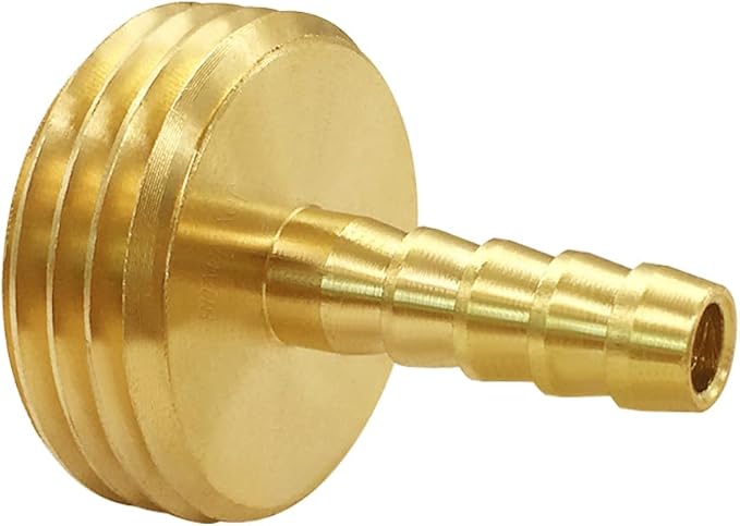 Joywayus Garden Hose Pipe Connector,1/4" Barb x 3/4" Male GHT Thread Brass Fitting with Stainless Clamps House/Boat/Lawn/Power Wash/Irrigation (Pack of 2)