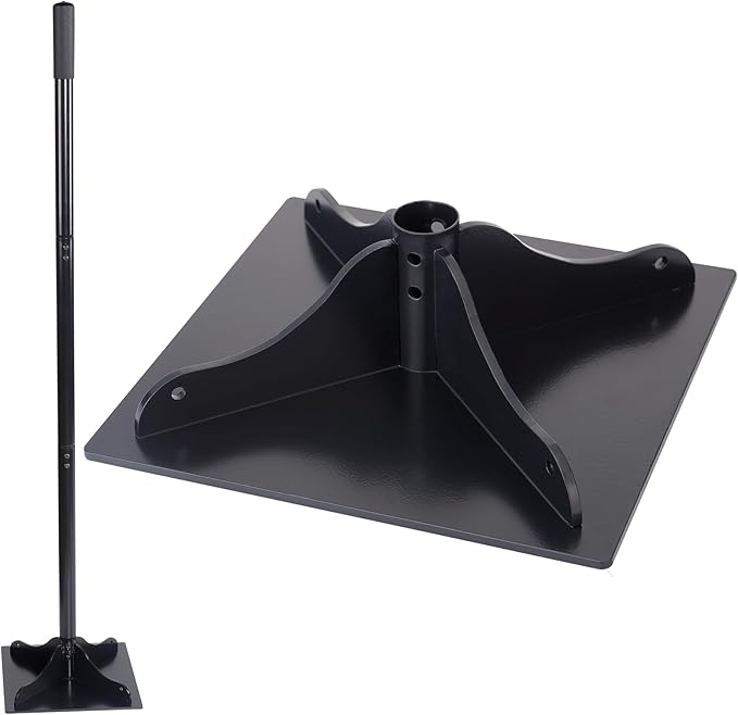 Heavy-Duty Steel Tamper, 10x10 Inches Hand Soil Tamper Garden Landscaping Tool for Ground & Gravel Leveling Dirt Compactor - Ergonomic Tamper Design, 48 Inches Total