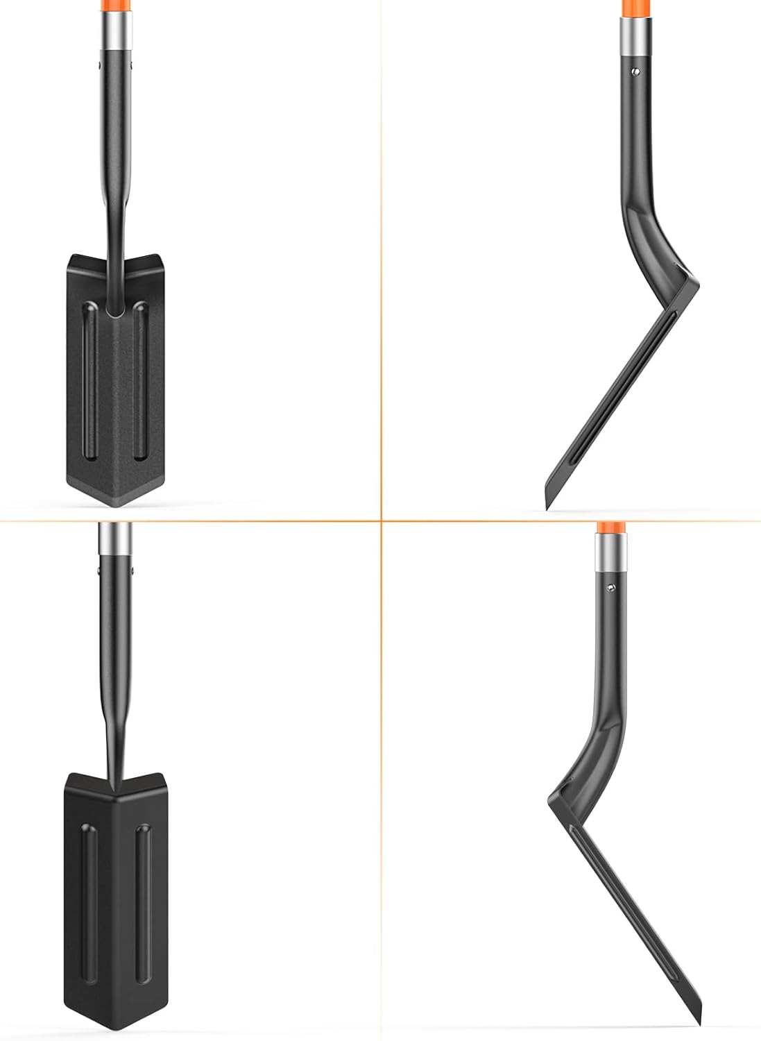 Trench Shovel for Digging, 4-Inch Trenching Spade with Orange Fiberglass Handle, Narrow Trenching Shovel for Digging, Gardening, and Landscaping, 56 inches