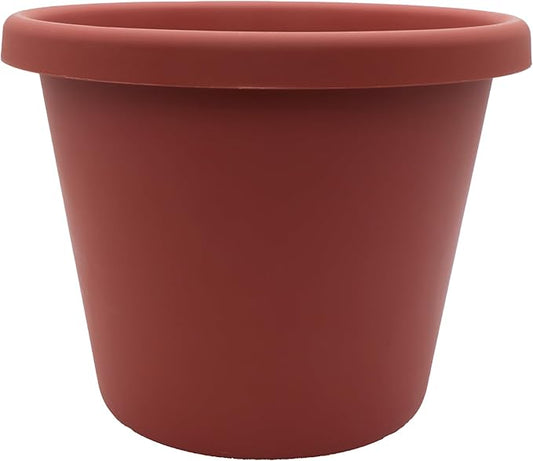 The HC Companies 24 Inch Round Classic Planter - Large Plastic Plant Pot for Indoor Outdoor Plants Flowers Herbs, Clay Color