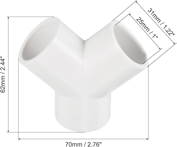 PATIKIL 25mm PVC Pipe Fittings, 1 Pack 3 Way Y Shape Water Tubing Joint Connectors Adapters Union for Garden Irrigation Home Aquarium