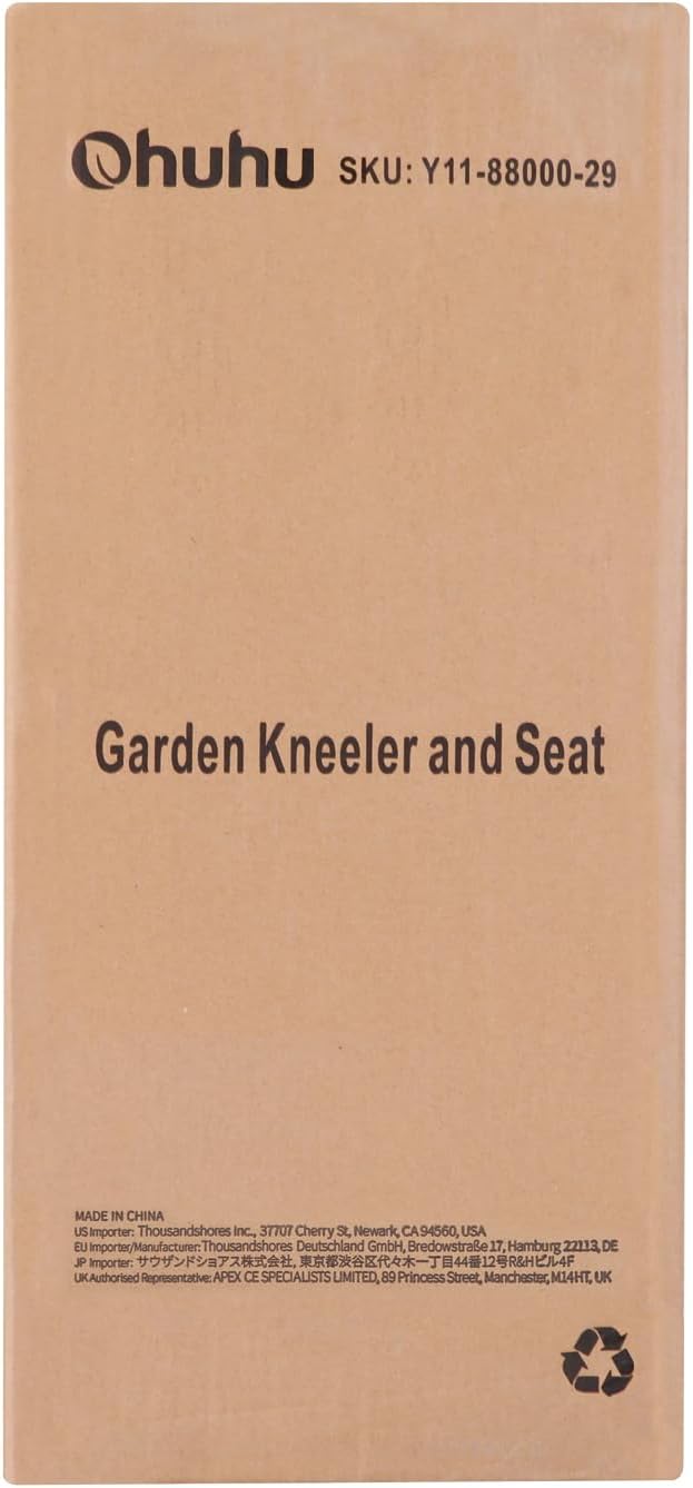 Ohuhu Garden Kneeler and Seat, Heavy Duty Garden Stool with EVA Foam Kneeling Pad, Foldable Gardening Bench with 2 Tool Pouches, 2-in-1 Portable Gardening Supplies, Idea Gifts for Women Men Seniors