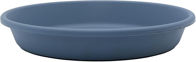 The HC Companies 8 Inch Round Plastic Classic Plant Saucer - Indoor Outdoor Plant Trays for Pots - 8.5"x8.5"x1.5" Slate Blue