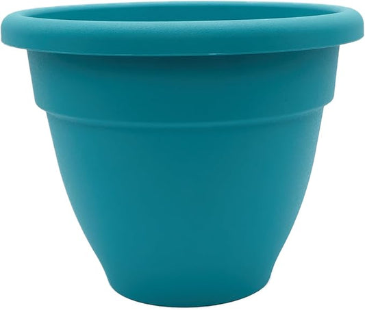 The HC Companies 6 Inch Caribbean Planter - Lightweight Indoor Outdoor Plastic Plant Pot for Herbs and Flowers, Dusty Teal